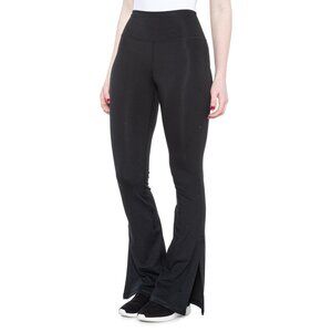 NWOT YOGALICIOUS LUX Chelsea Side Slit Flare Yoga Pants Black Leggings Small S